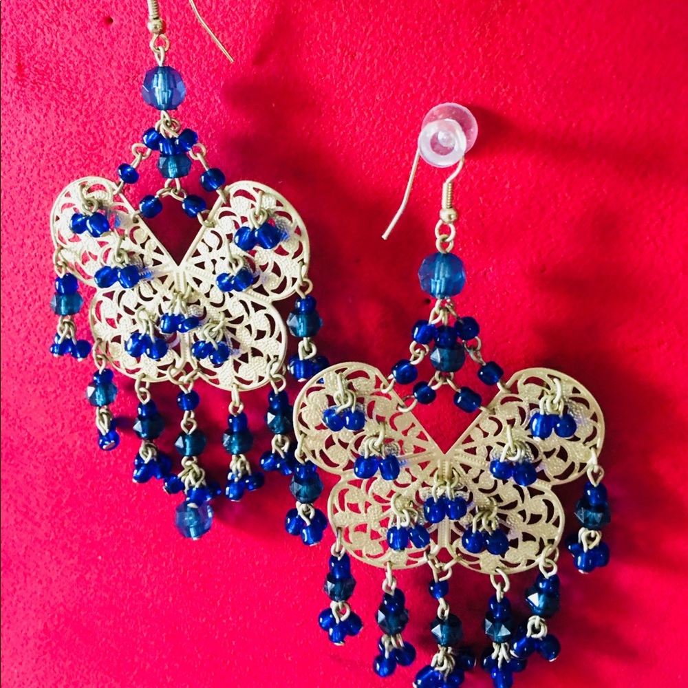 Butterfly shaped drop earrings